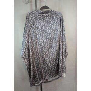 Women's Shegul NY Funnel Neck Long Sleeve Blouse Art Deco Print SZ 22 [C08]